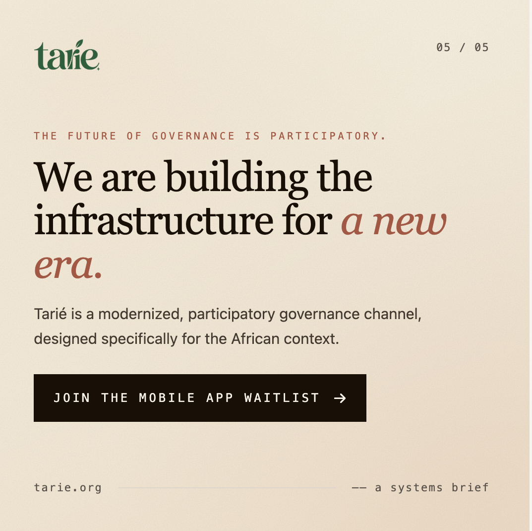 Tarié systems brief — slide 5